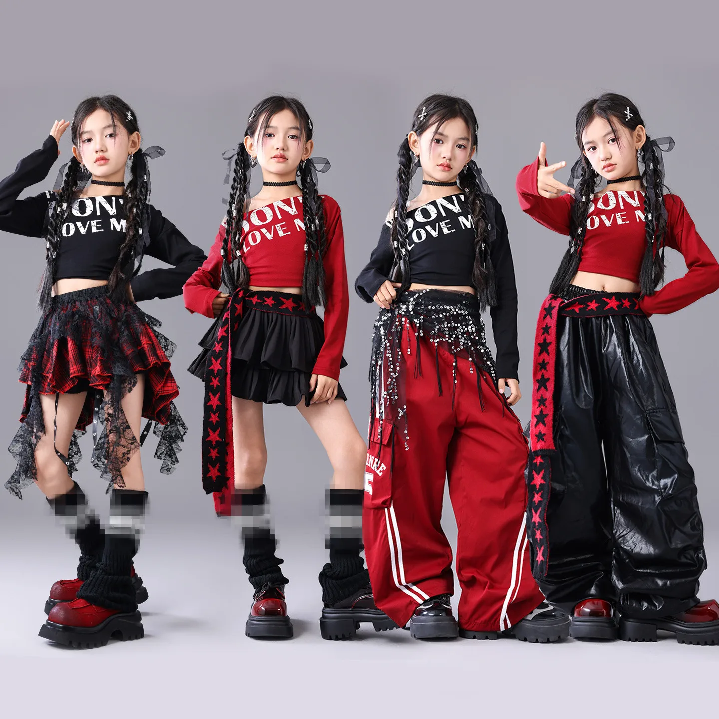Mädchen K-Pop Crop Top Röcke Teen Hip-Hop Modern Dance Cargo Hosen Jazz Kostüm Kinder Kleidungssets Mädchen Gruppen Streetwear