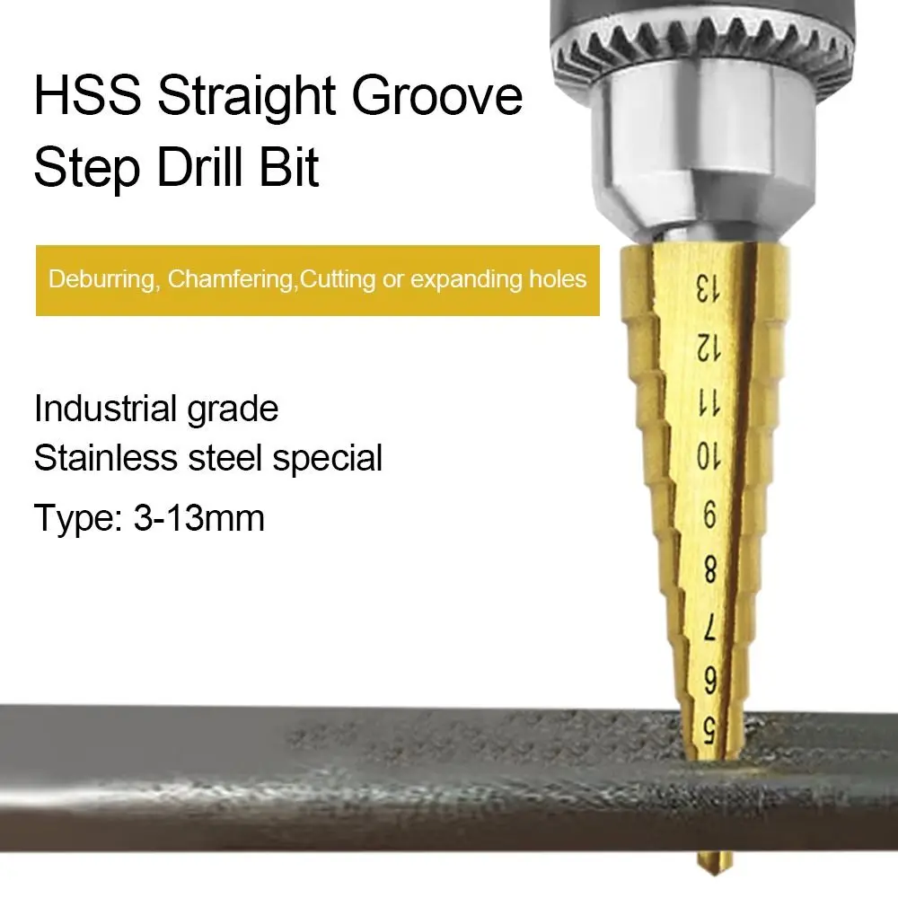 3-13mm HSS Titanium Coated Step Drill Bit High Speed Steel Metal Wood Hole Cutter Cone Twists Bit Drilling Tool Set