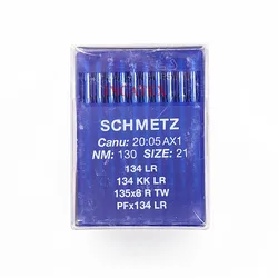 100 sztuk oryginalnych igieł Schmetz 134 LR 134 KK LR 135x8 R TW PFx134 LR Nm 120/19 130/21 140/22 do przemysłowej maszyny do szycia