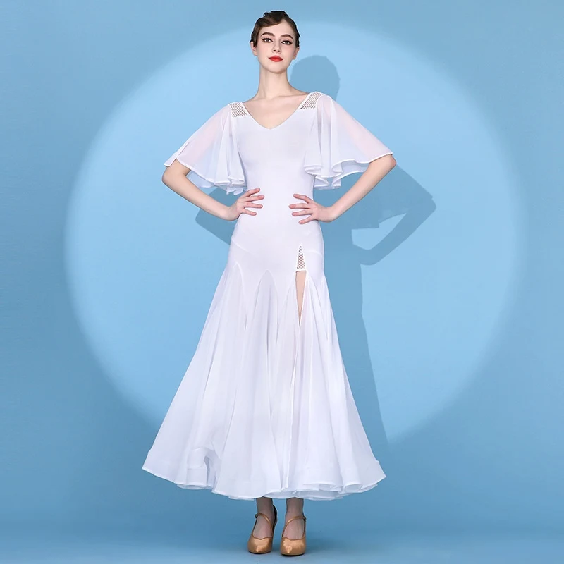 Damska Sukienka Nowoczesna Sukienka do Tańca Towarzyskiego Kostium Siateczkowa Bez Pleców Duża Sukienka Swing Profesjonalna Odzież do Tańca Standardu Narodowego DN21486