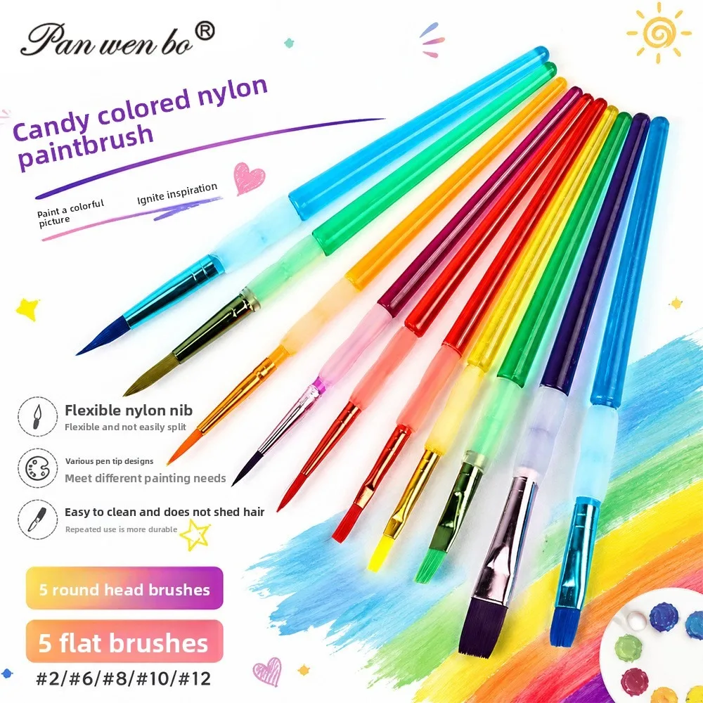 Watercolor Paint Brushes Set Organic Rod Silicone Cover Foreign Trade Style Candy Color Painting Kit Painting Supplies Oil Paint