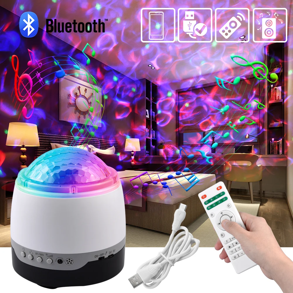 LED Night Light Starry Sky Projector Bluetooth Music Speaker Aurora Projection Christmas Birthday Gift Party Bedroom Decoration