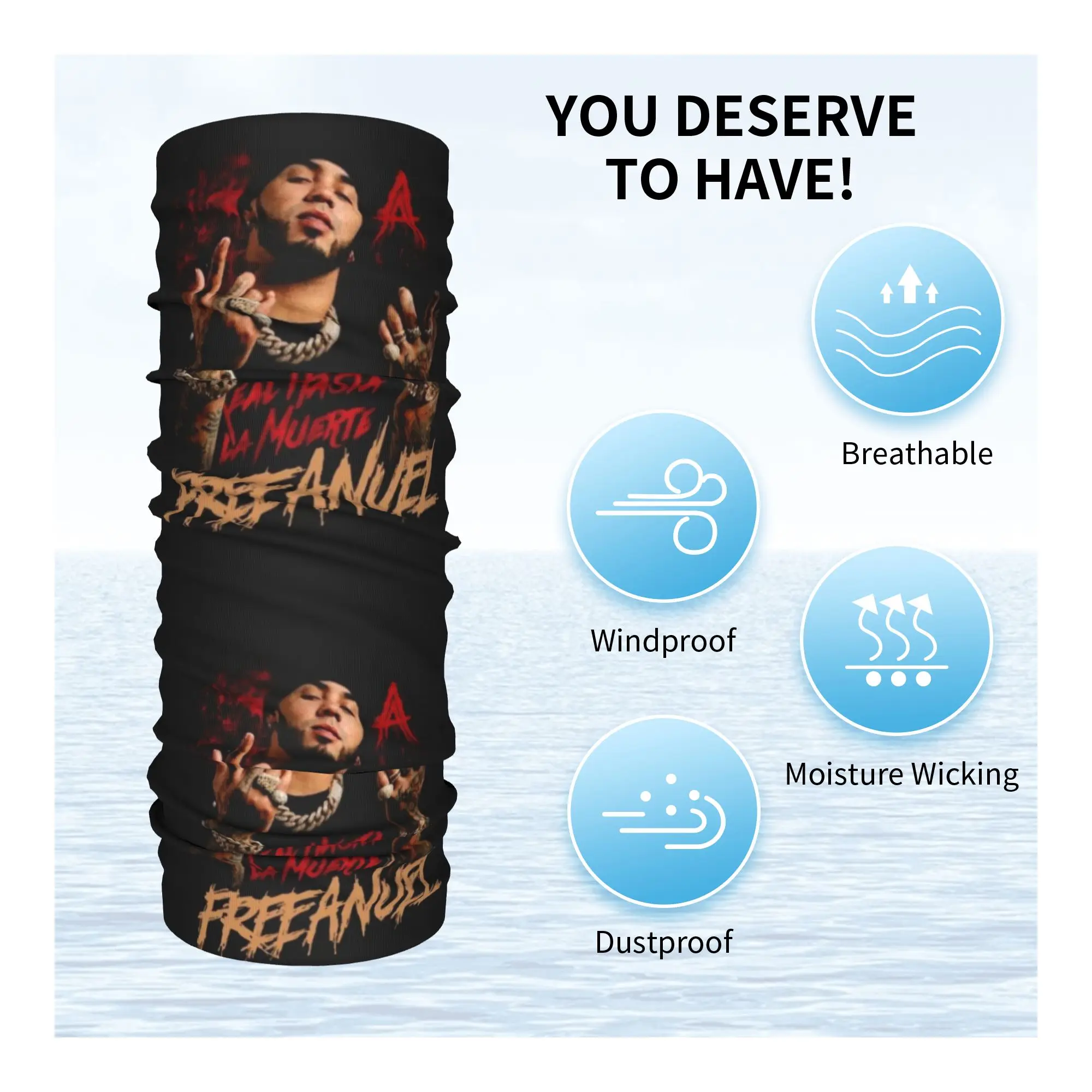 مخصص Anuel AA بورتوريكو مغني الراب والمغني ميرامي الرقبة الجراب النساء الرجال يندبروف الشتاء باندانا وشاح لركوب الدراجات #3