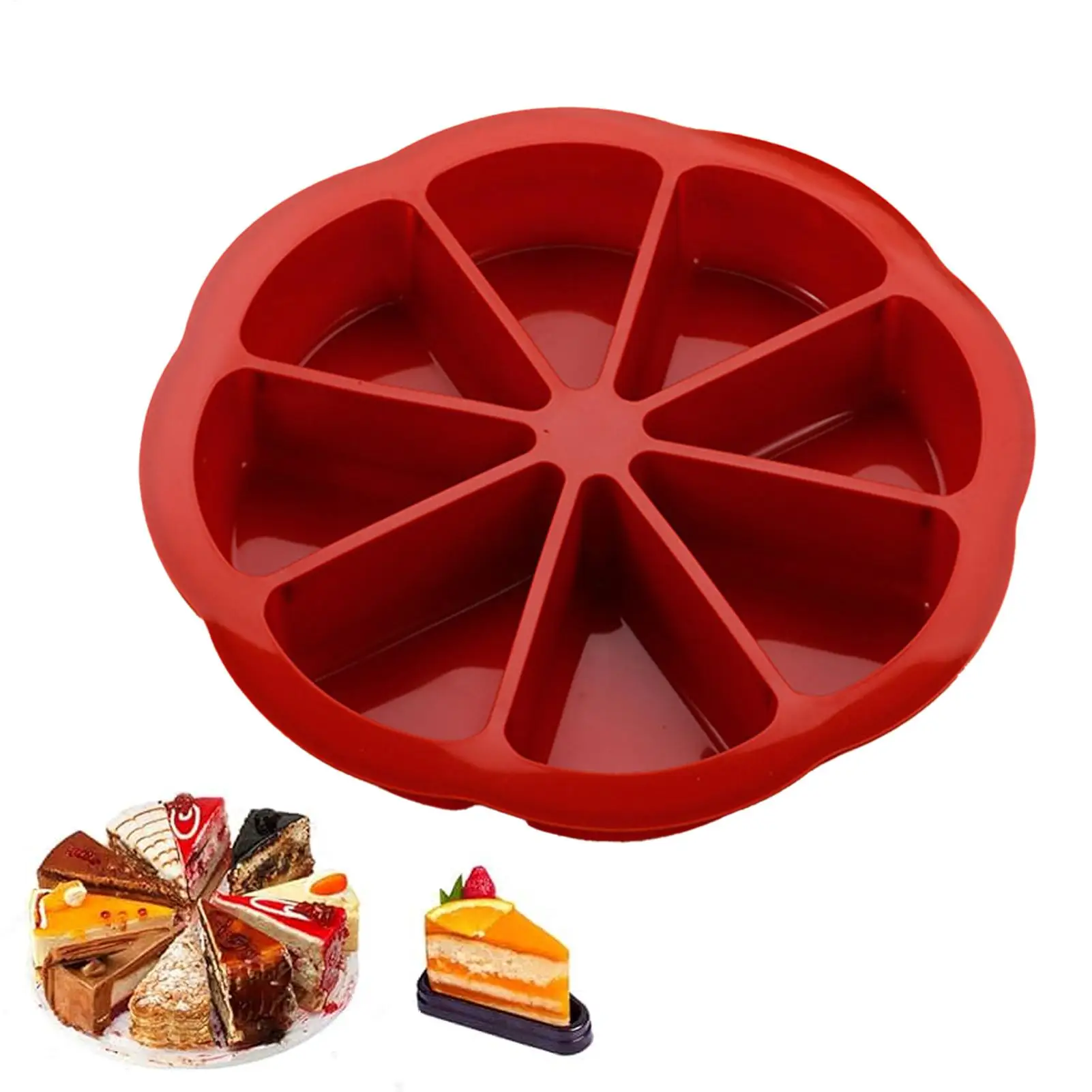 Non-Stick Chocolate Cake Making Mold Silicone Cake Pan 8-Cavity Triangle Scone Pan for Cornbread Brownies Muffins Kitchen Baking