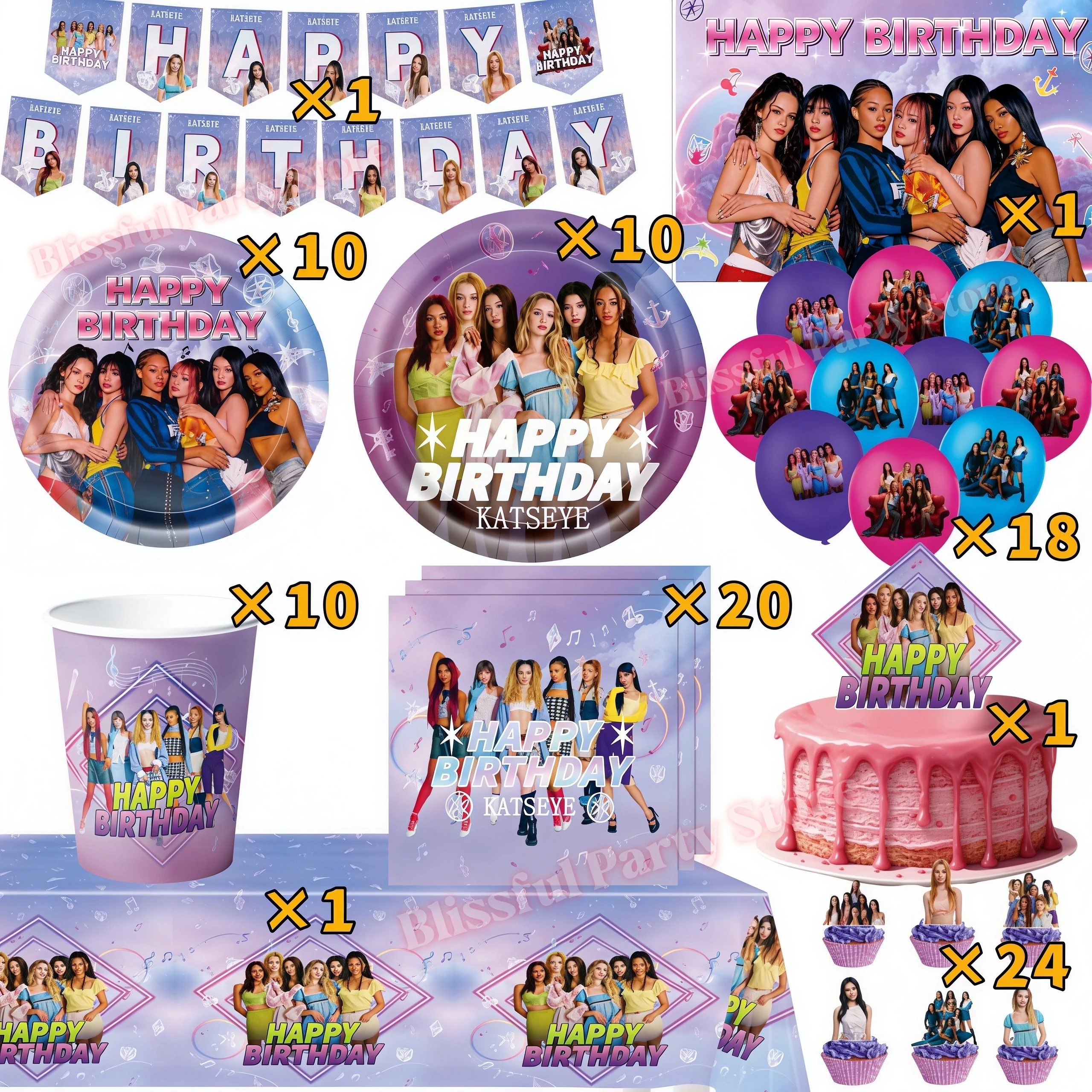 Idol K&Katseye Verjaardagsfeestje Decoratie Plaat Cup Servet Ballon voor Kpop Girl Party Favor Baby Douche Evenementbenodigdheden Fans Gift