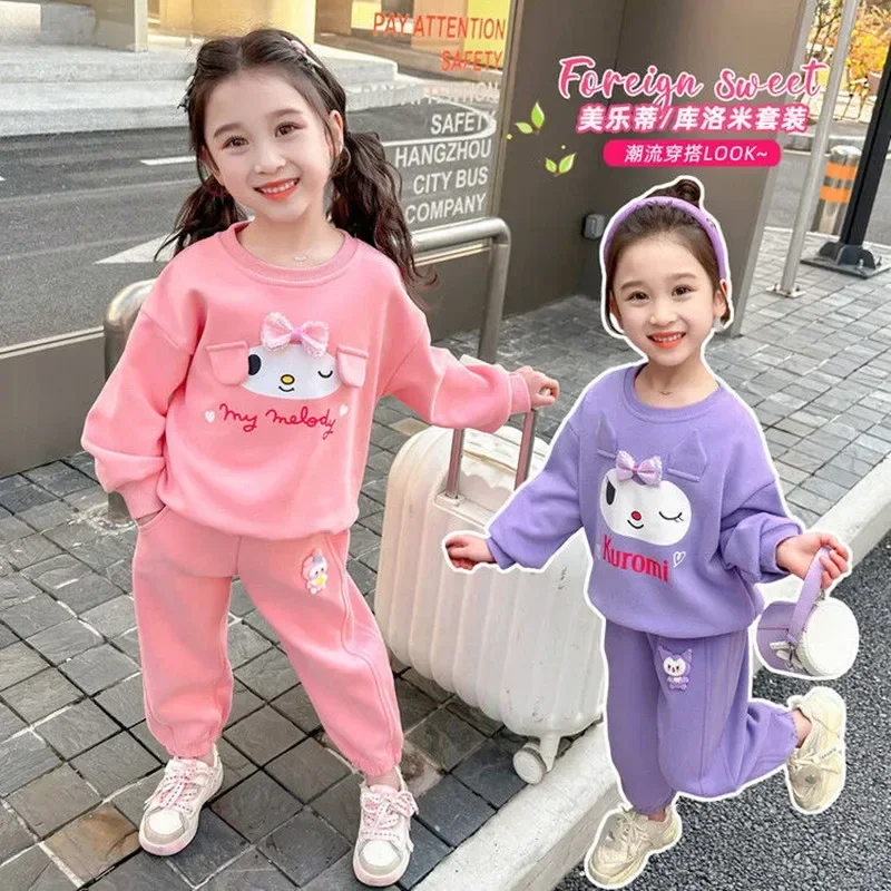 

Sanrio hello kitty girl crewneck hoodie Sweater casual pants kuromi new hoodie pants children spring and autumn sports coat