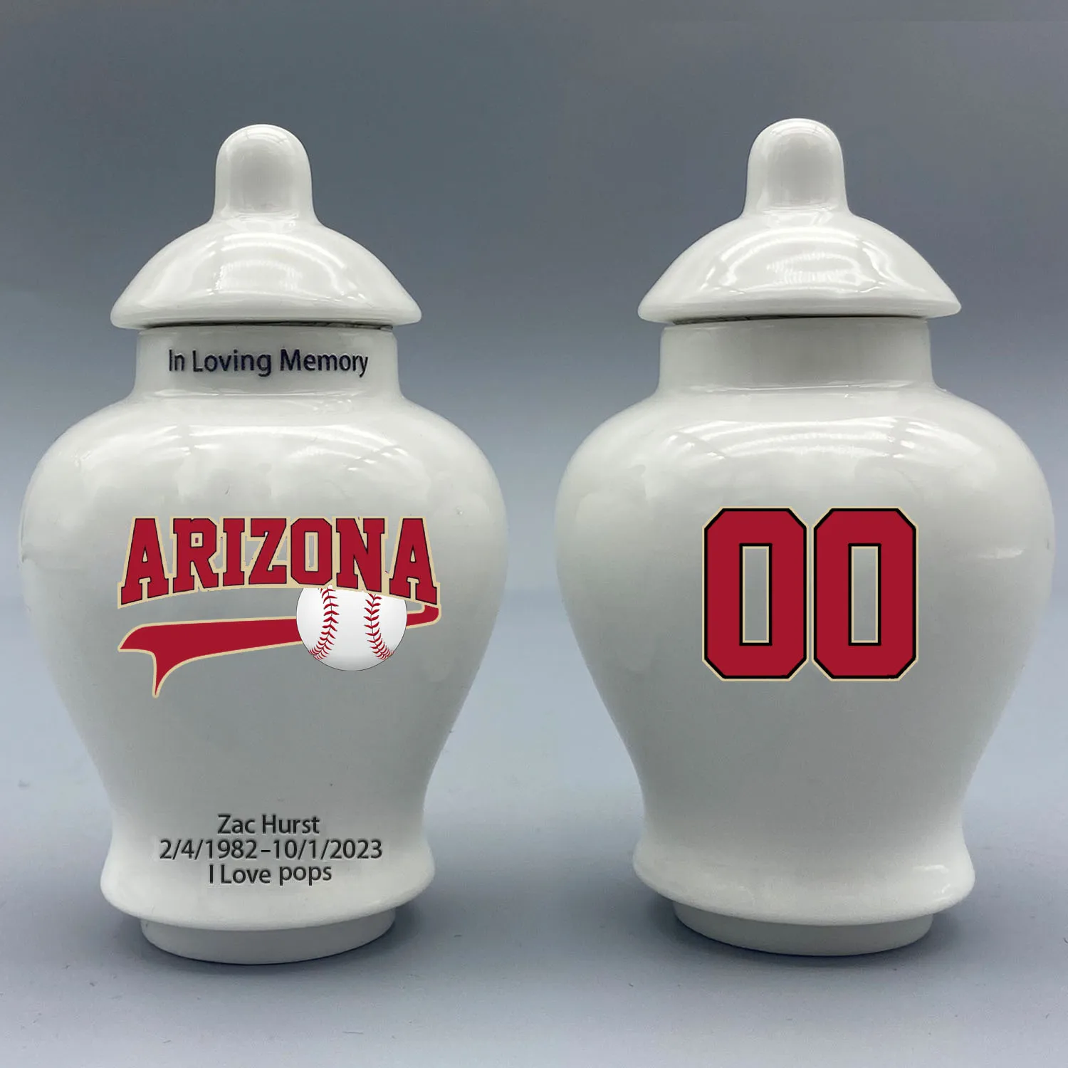 

Mini Urn for Arizona Diamondbacks-Baseball themed.Please send me the customization information - name/date and number on the urn