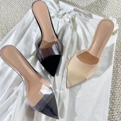Transparent High Heeled Slippers for Women's Fashion Slim Heeled Pointed Sexy Open Toe Flip Flops