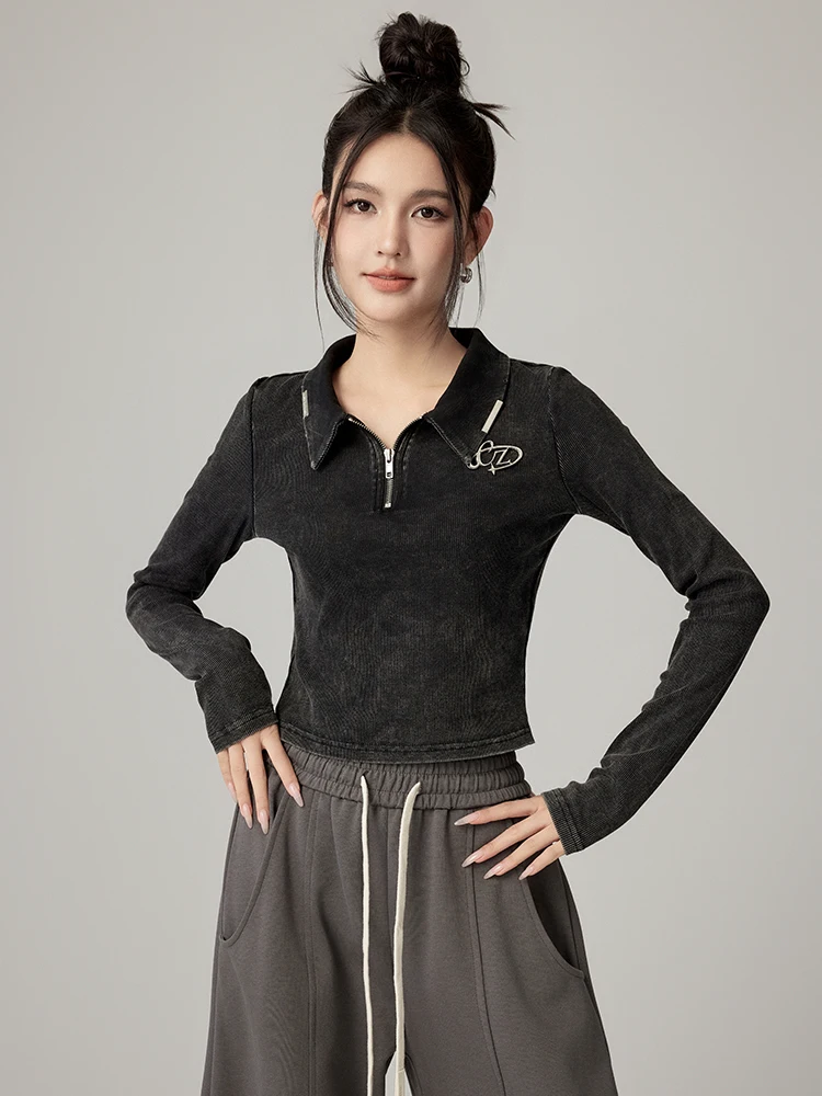 

Модная женская рубашка с открытым воротником CHILL ZOEY, приталенная, с длинным рукавом, укороченная, с градиентным узором, из хлопка и полиэстера.