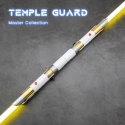 TXQ-Sable de luz Jedi Temple Guard, espada láser plegable de doble hoja amarilla, empuñadura de Metal, Neo Pixel