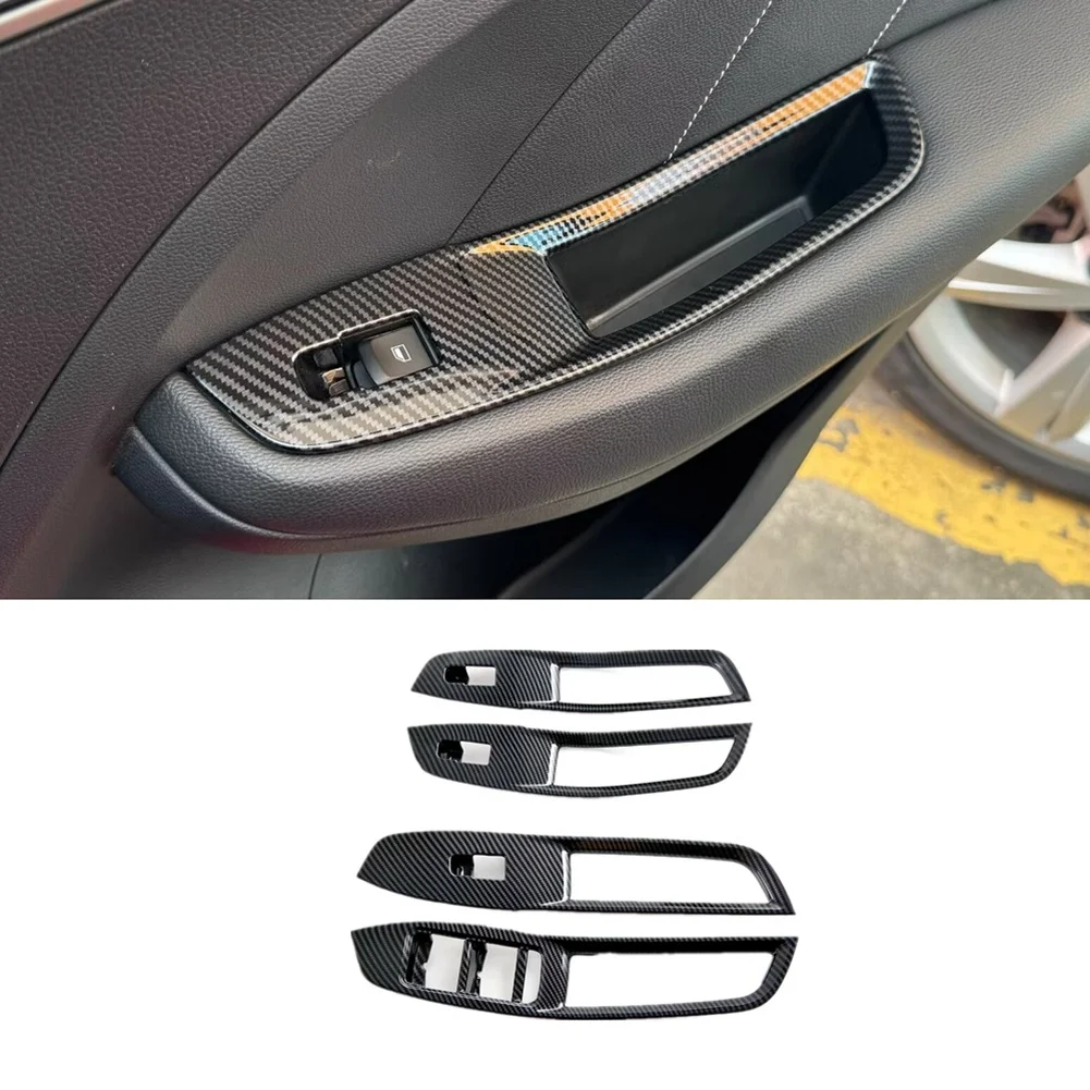 Para MG ZS 2024 interruptor de ventana de coche cubierta de botón de elevación embellecedor accesorios interiores fibra de carbono RHD