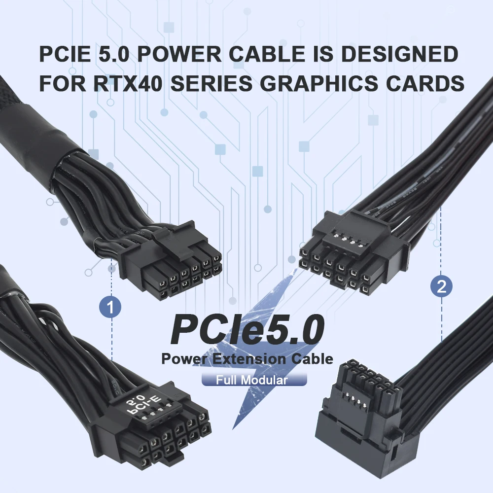Für RTX3090Ti RTX4000 RTX4080 RTX409 Serie Modul 12Pin zu 16 (12 + 4Pin) PCIE5.0 GPU Power Kabel Ärmeln 12VHPWR Stecker