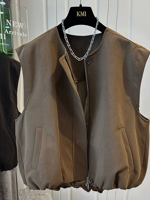 Gilet Elegante da Donna di Alta Gamma, Capospalla alla Moda per Primavera, Autunno e Inverno, Nuova Collezione, Stile Elegante da Ufficio con Cerniera...