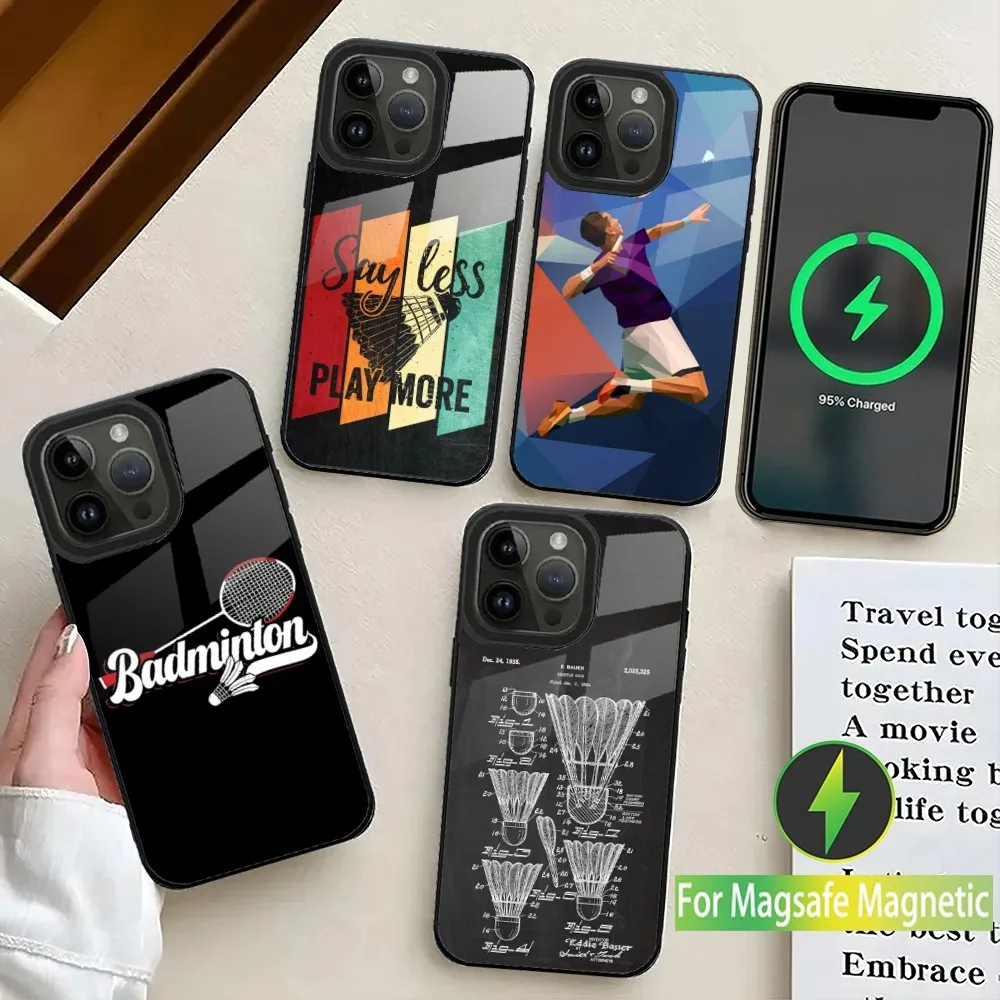 

Sport Badminton Illustration Phone Case For iPhone 16,15,14,13,12,11,Plus,Pro,Max Mini Magsafe Magnetic Wireless Charging