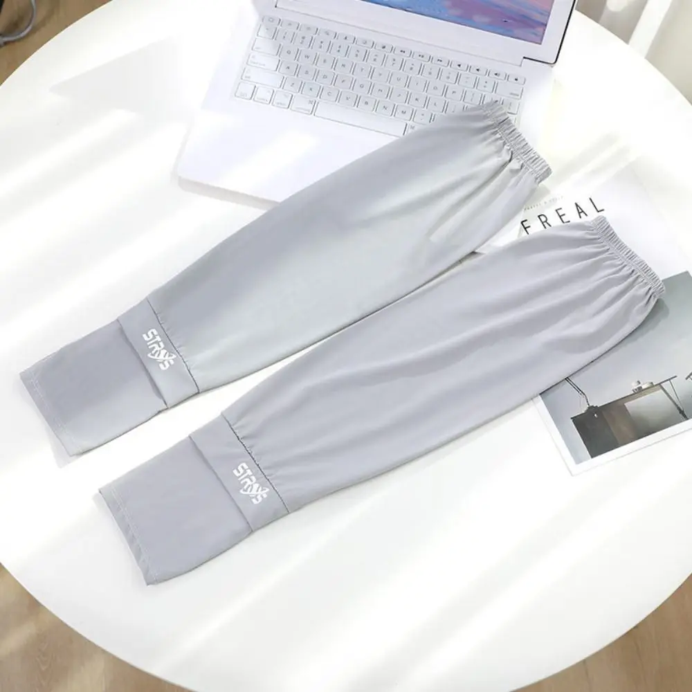 Mangas elásticas sueltas de seda de hielo, protección solar Anti-UV, protector solar, fundas para brazos, guantes de manga larga, guantes de ciclismo para conducir