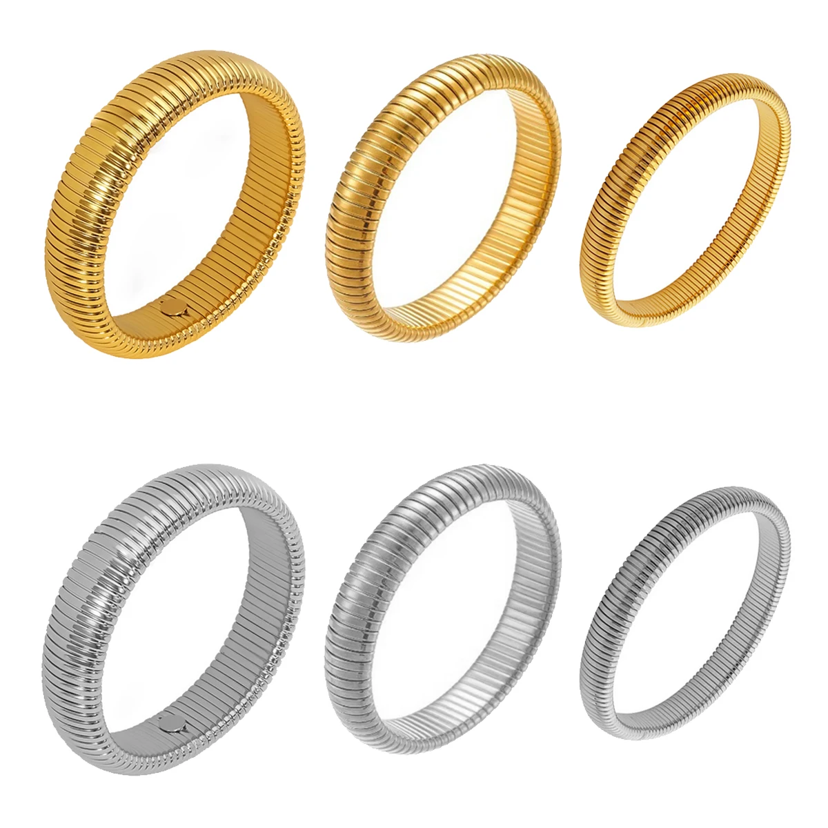 Edelstahl Retro Elastizität dicke Metall politur Armband 18 Karat vergoldet Trend Mode Unisex Armbänder Schmuck Frauen Geschenk