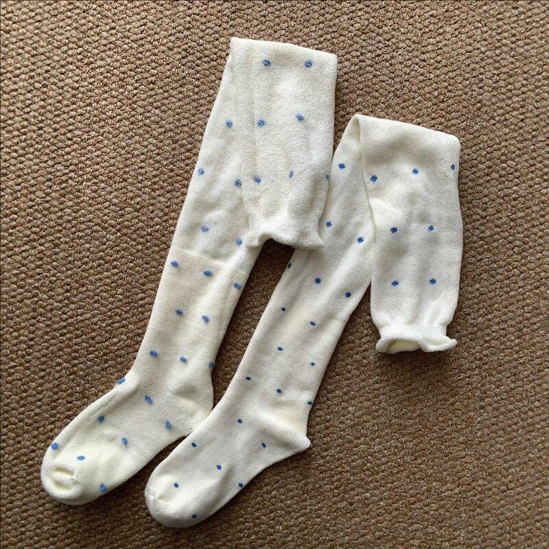 Fashion Ladies Polka Dot Knee High Socks Korean High Quality Combed Cotton Stockings Suitable for Women's Clothing for Gifts