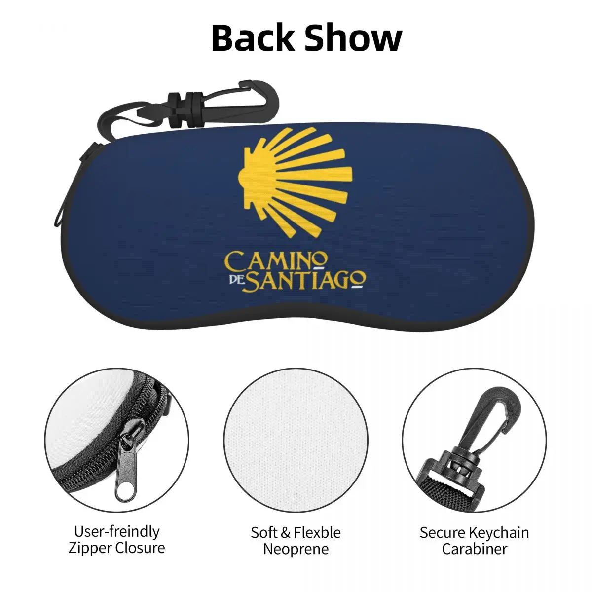 Custom Camino De Santiago De Compostela Shell Saint Shell Glasses Case Unisex Travel Eyeglasses Case Sunglasses Protector Box