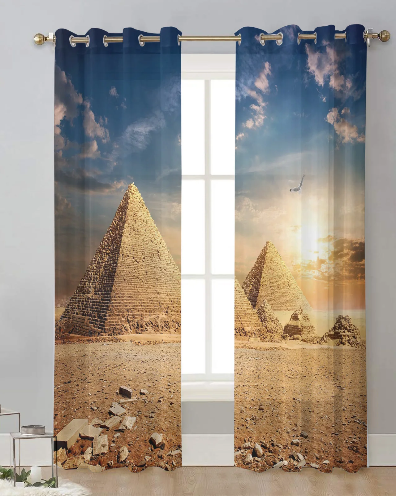 

Pyramid Asuka At Dusk Sheer Curtains for Living Room Printed Tulle Window Curtain Luxury Home Balcony Decor Drapes