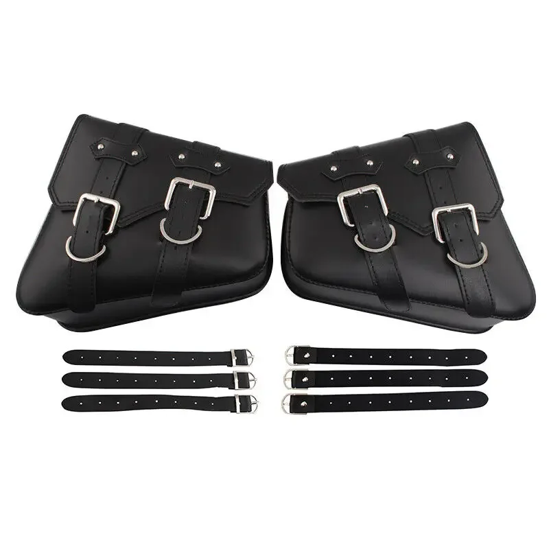 

1 Pair Universal Motorcycle Saddle Bags PU Leather Tool Bag w/Water Bottle Holder Cafe Racer Luggage Bag Waterproof For Custom