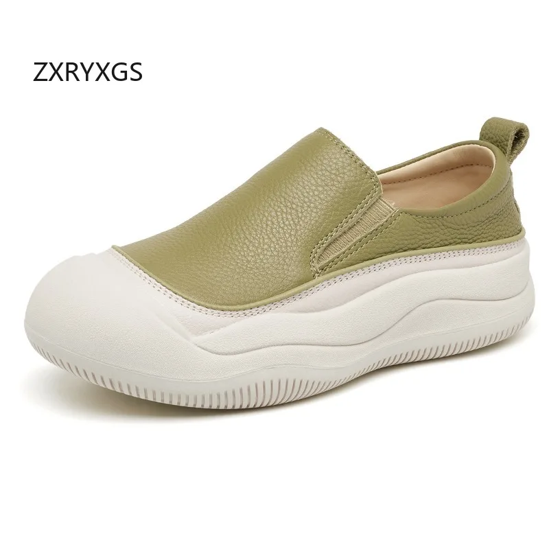 ZXRYXGS Top Layer Cowhide Thick Sole Heighten Shoes Casual Sneakers 2026 New Autumn Women Fashion Shoes Comfortable Trend Shoes