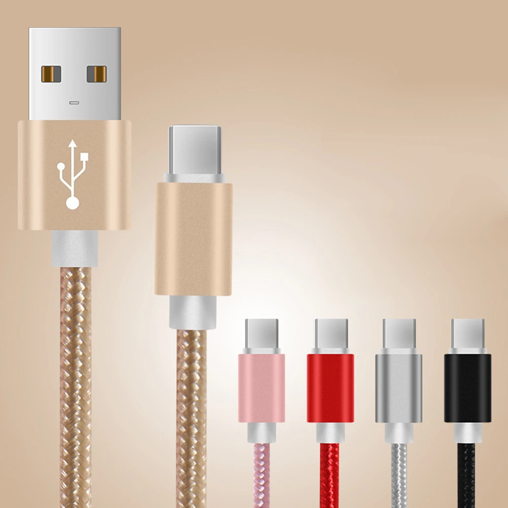 

Type-C Data Cable Cord Usb Braided Fast Charging Cell Phone Cords Silver Usbc