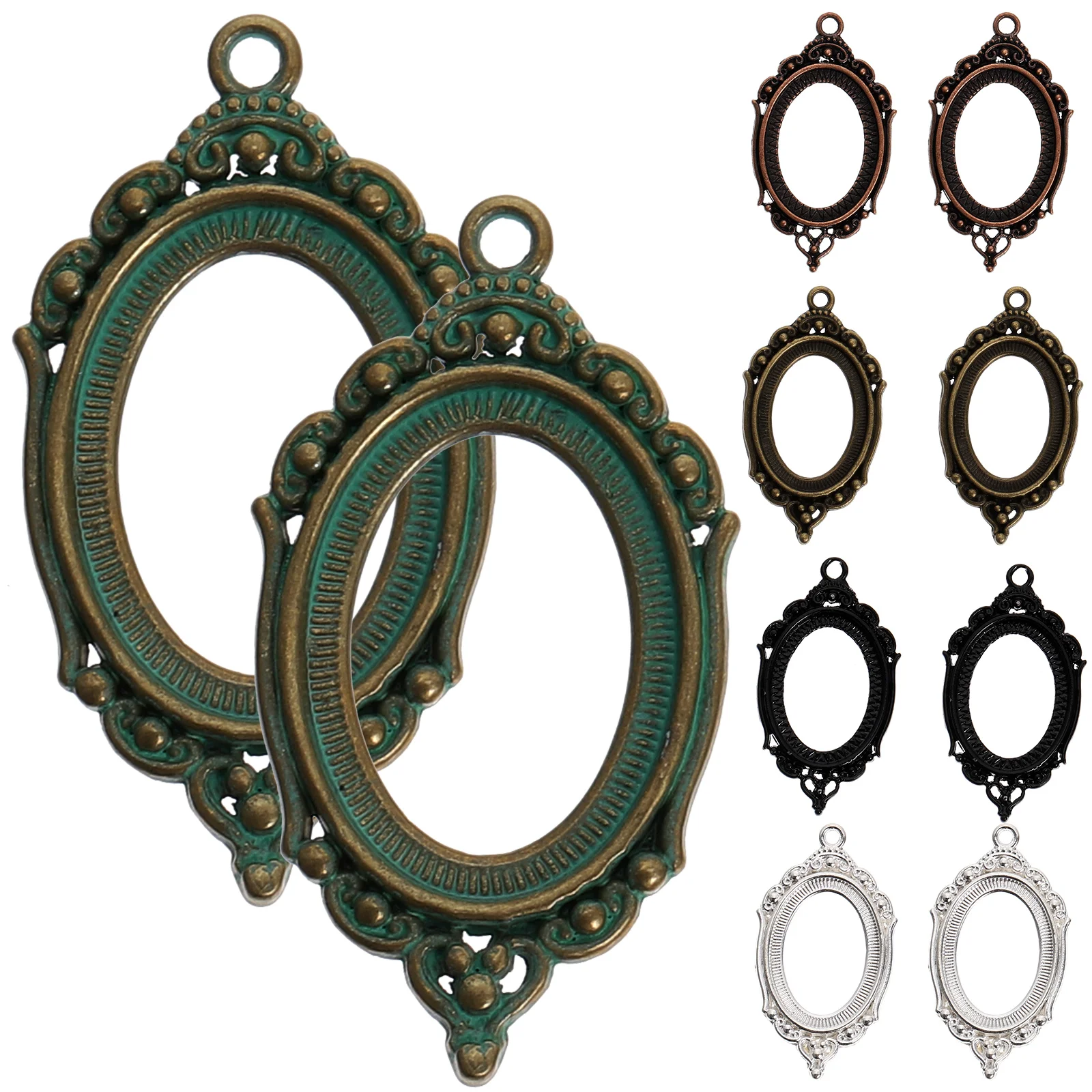 

21pcs Jewelry Pendant Bezel Settings Oval Trays Baffle Vintage Pendant Trays For Jewelry Making Style DIY Crafts Material Gifts