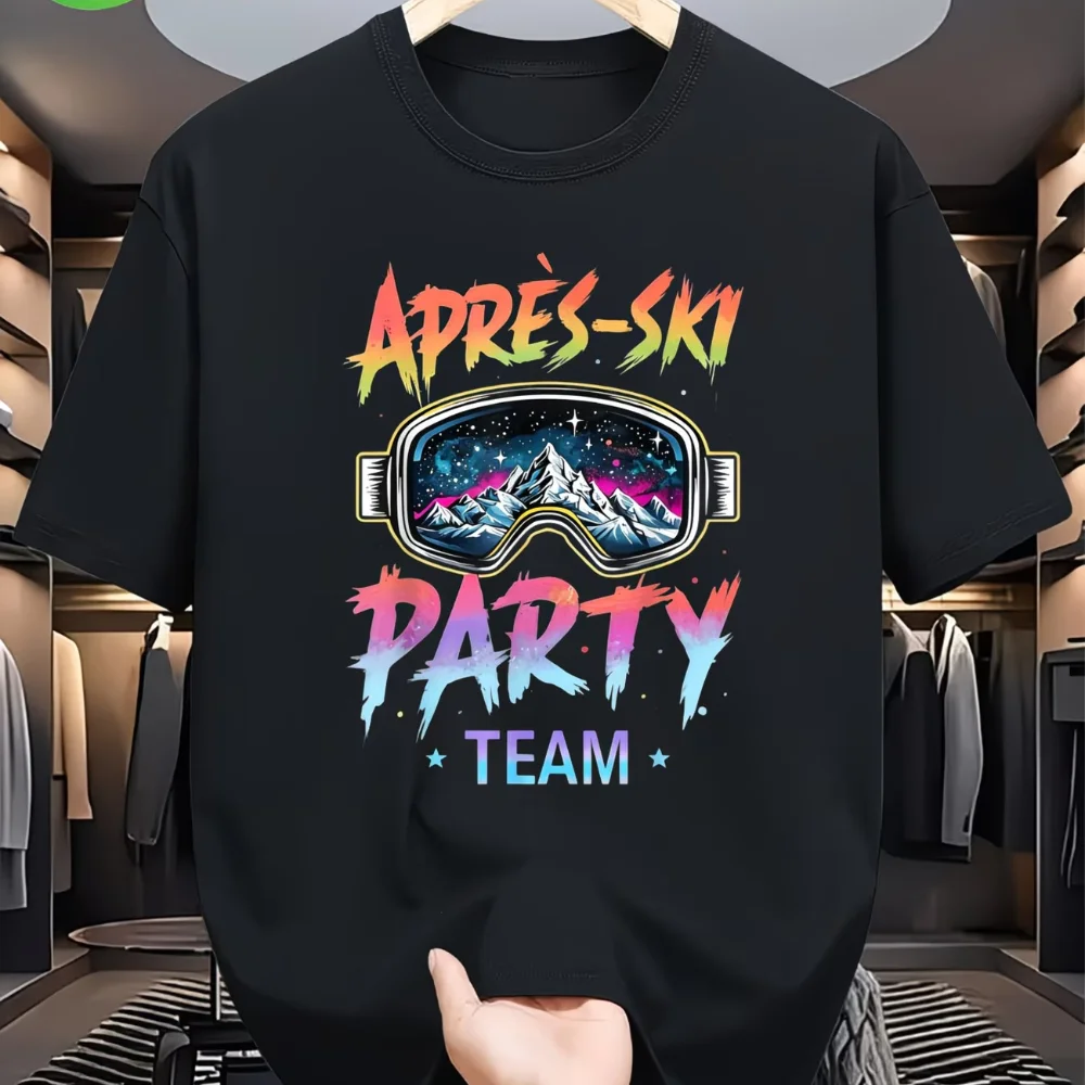 APRÈS-SKI PARTY TEAM Design T Shir Men Cotton Tee Women Summer Oversized Novelty Streetwear Streetwear Casual Trendy Top Unisex