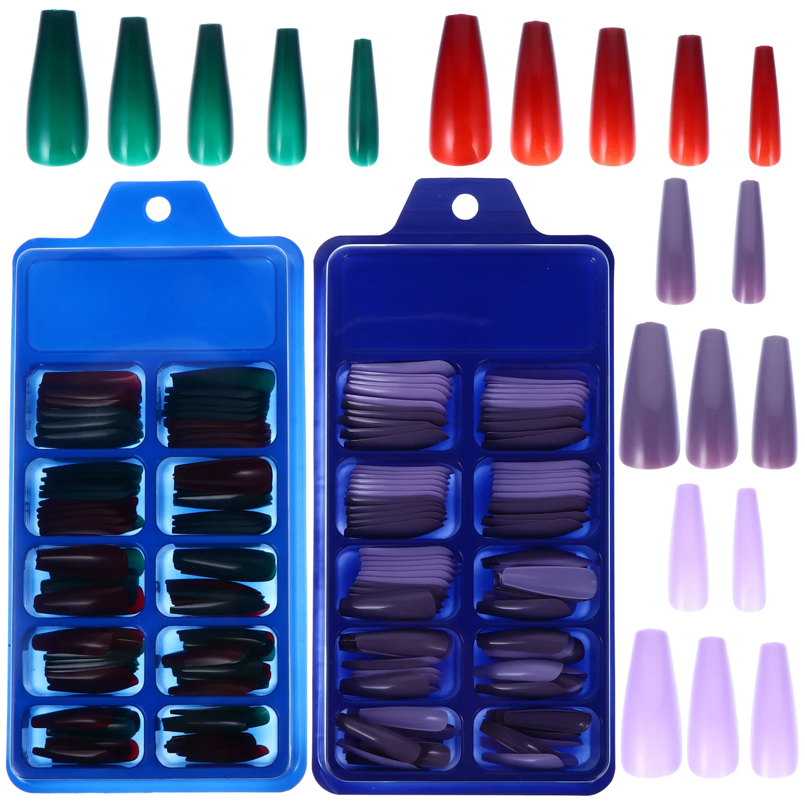 

Full Cover Fake 2 Boxes Colorful Long Artificial Nails Wearing Clippers Women DIY Nail Art Craft Strong Durable Environmental