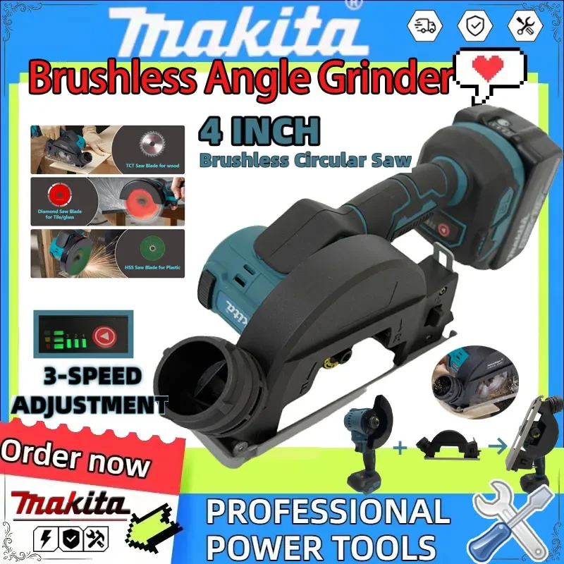 

Бесщеточная угловая шлифовальная машина Makita 4 дюйма, 3 скорости, для резки металла, беспроводной мини-инструмент для резки, мощный инструмент для аккумулятора 18В