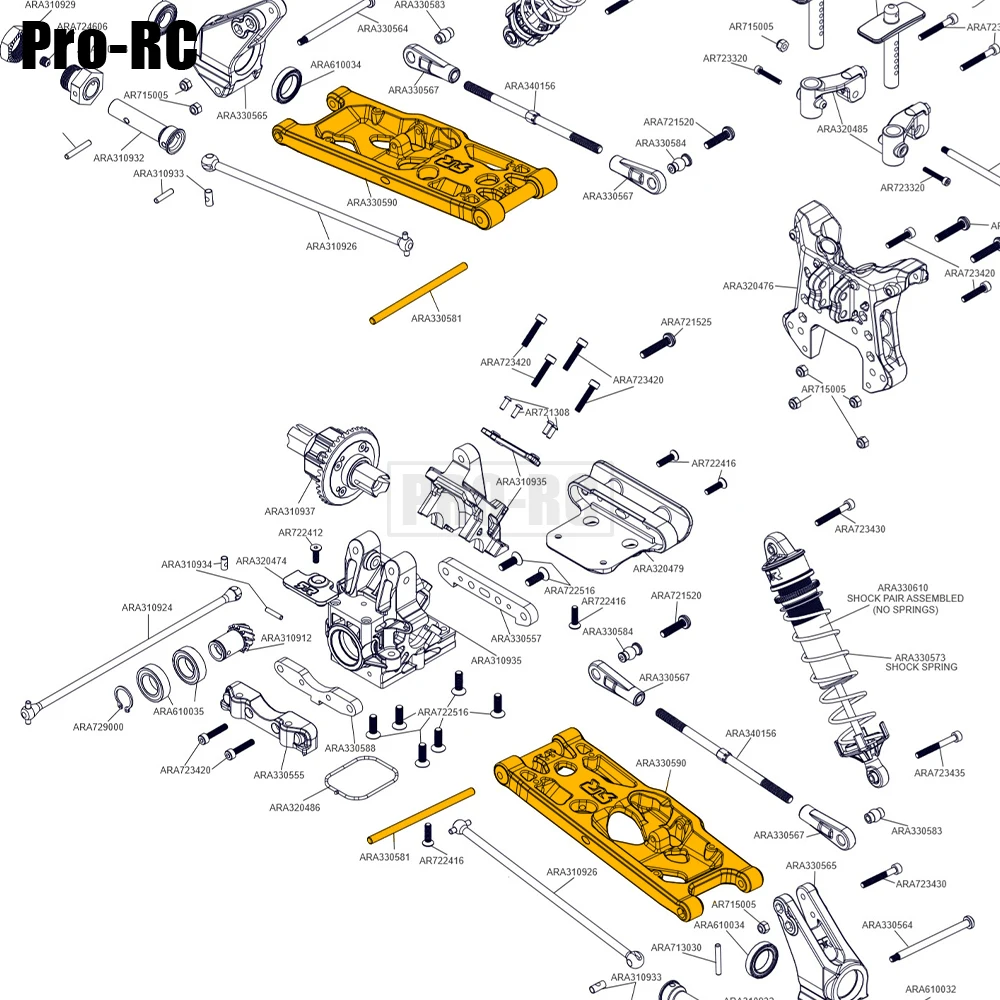 Aluminiowy przedni i tylny dolny wahacz ARA330589 ARA330590 zestaw do 1/5 Arrma Kraton Outcast 8S BLX RC Monster Truck