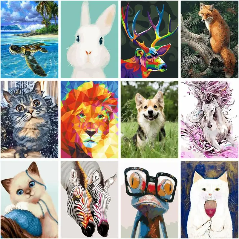 

GATYZTORY 60x75cm Framed Picture By Numbers Animal Kits Adults Painting By Number Kids Unique Diy Gift Modern Home Wall Decor