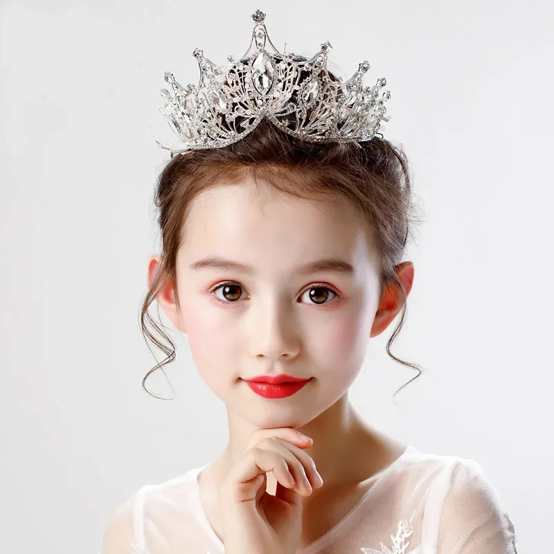 

Children Crown Accessories Princess Crown Hair Jewelry Pearl Rhinestone Tiaras Diadems Kids Hair Ornaments Party Girls Gift