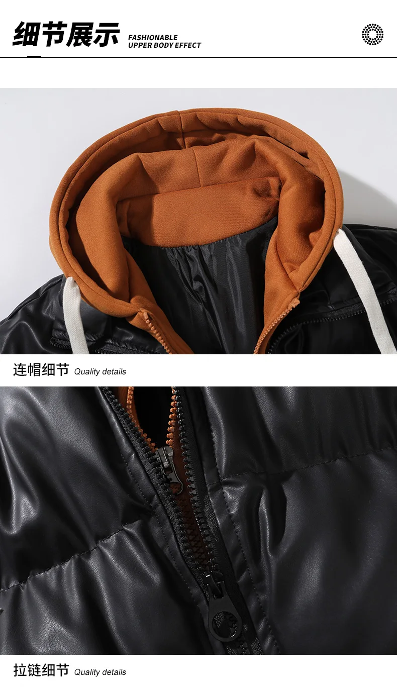 Fashion Solid Hooded Fleece Parkas Men Winter Thick Warm Parka Coat Men's Cotton Overcoat Warm Basic Style Casual Parkas