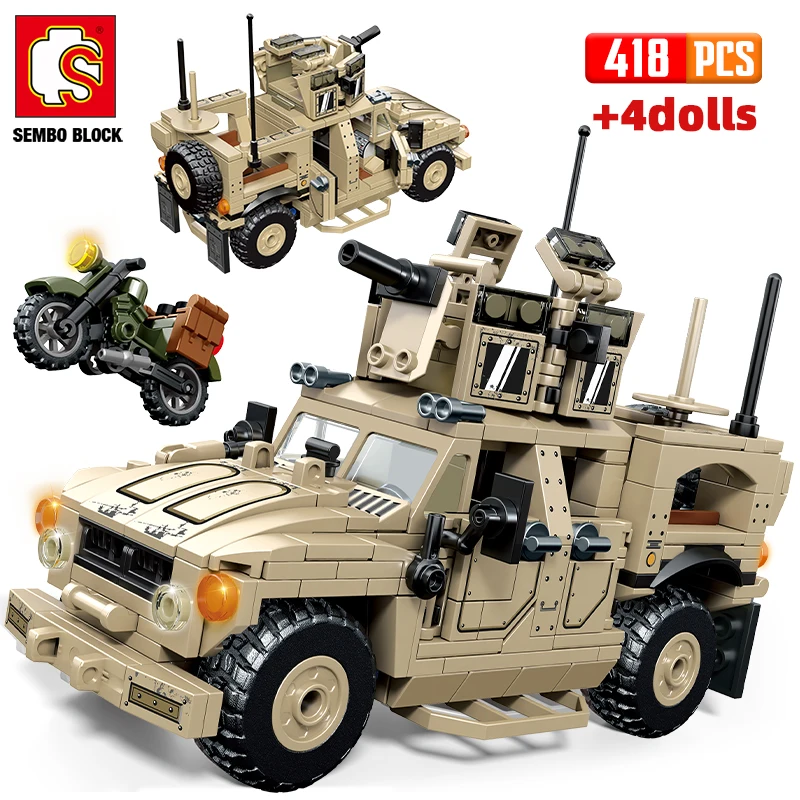 

SEMBO BLOCK City WW2 All Terrain Car Model Building Blocks Military Weapon Vehicle Figures Bricks Toys For Children Gifts