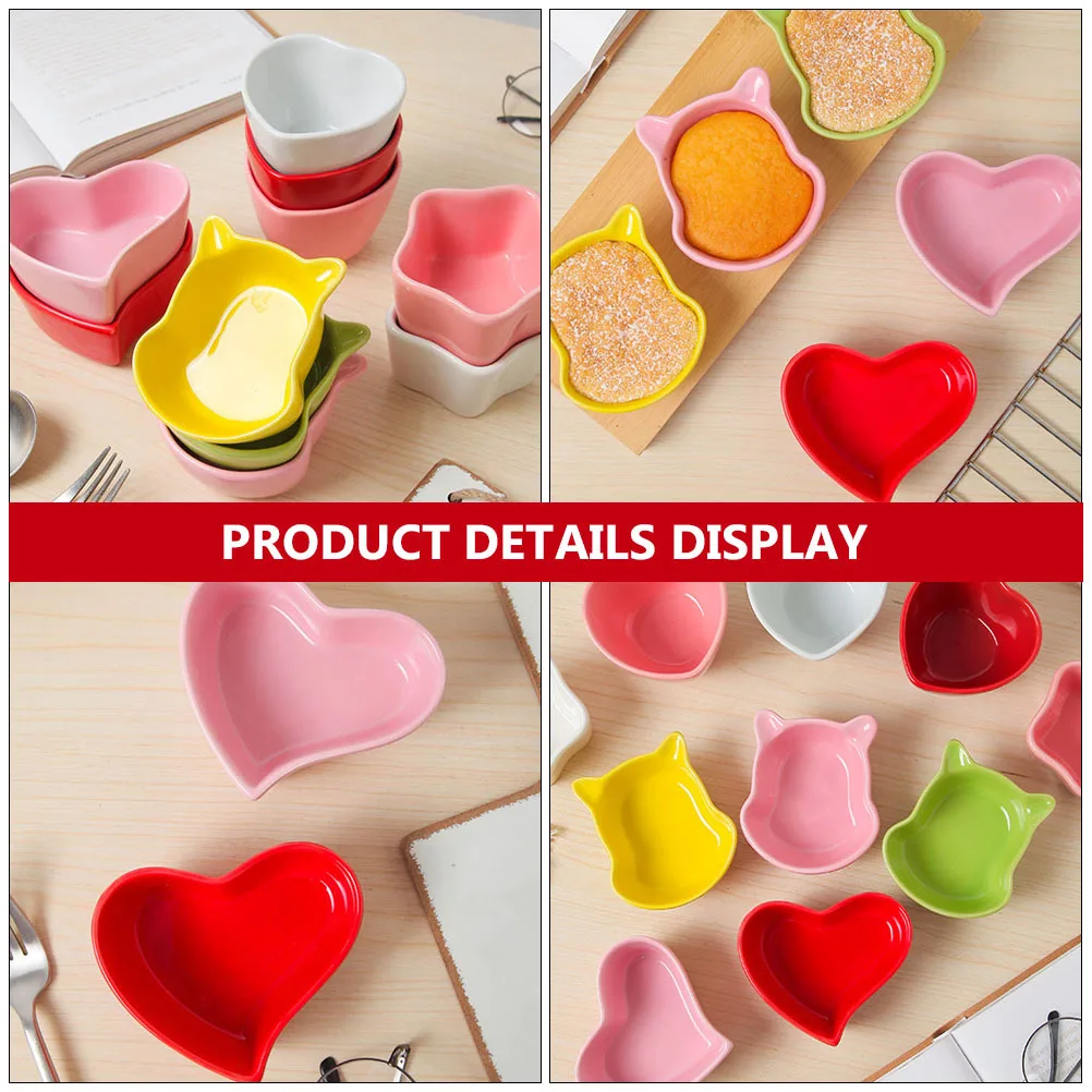 

4 шт. керамические миски для десерта в форме сердца, термостойкая миска для выпечки пудинга, многофункциональная кухонная миска для фруктов, кухонный инструмент для выпечки
