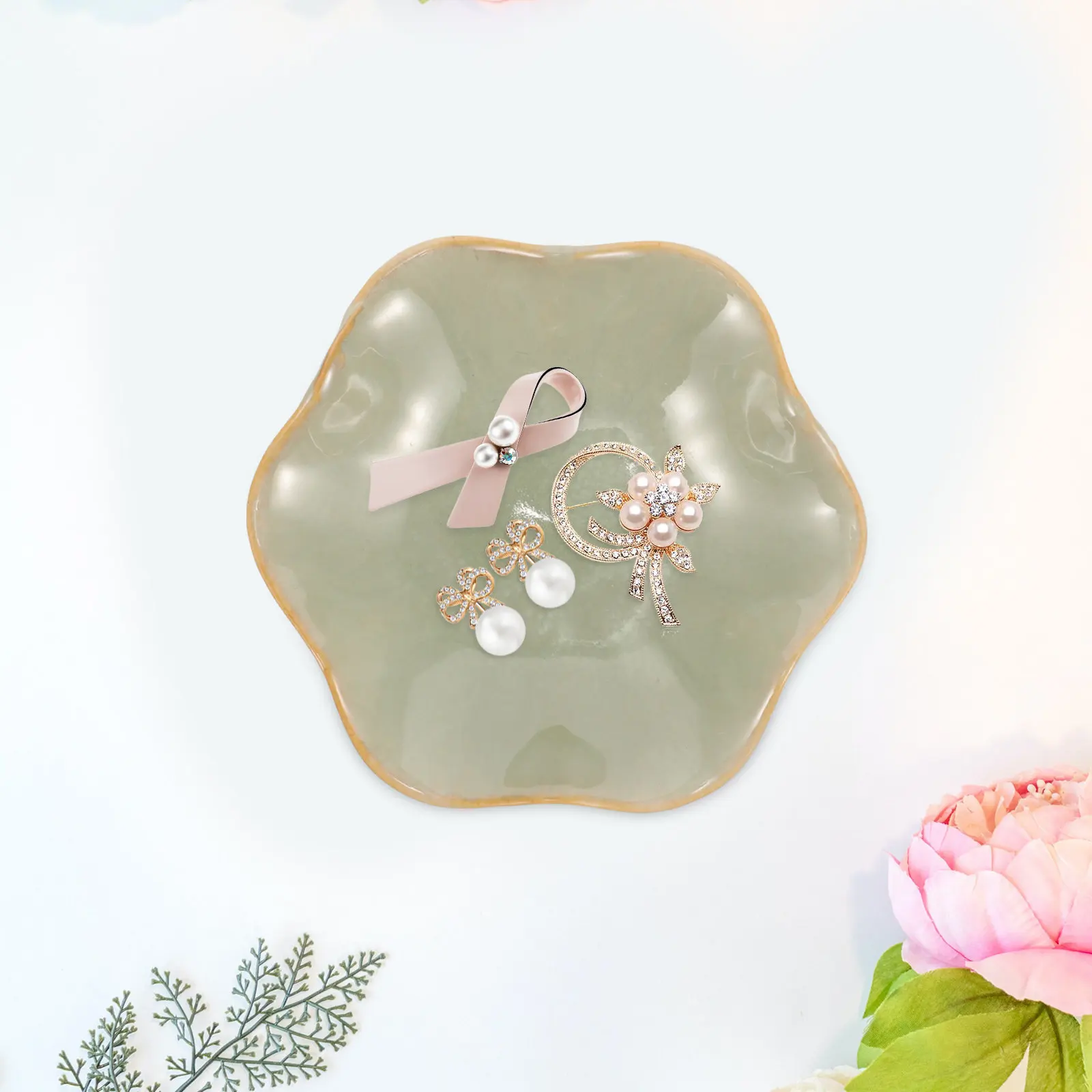 

Керамический поднос для украшений в европейском стиле, элегантный органайзер для демонстрации ожерелий, колец, серег, декор для дома, эстетичный аксессуар