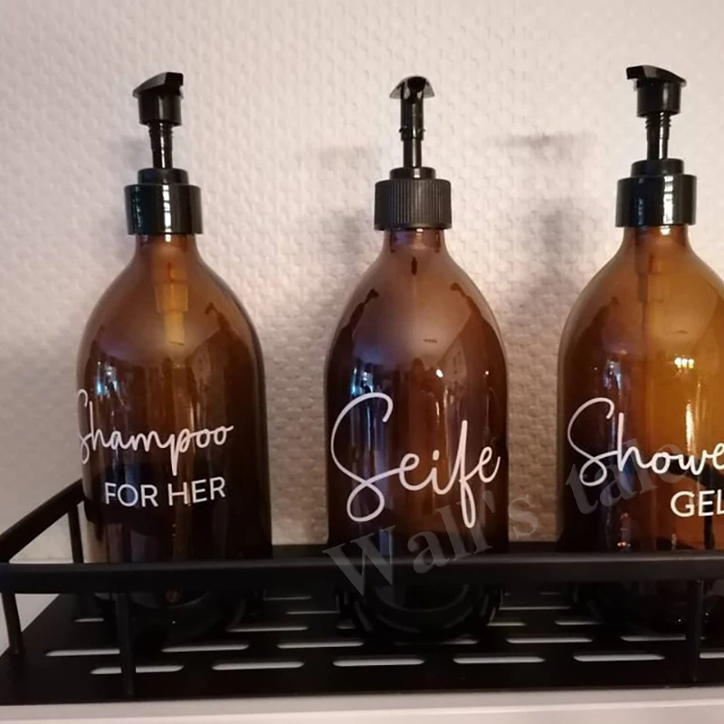 German Inscription Soap Dispenser Washing-up Liquid Vinyl Sticker Detergent Dispensers Label Decals Waterproof Removable Decal
