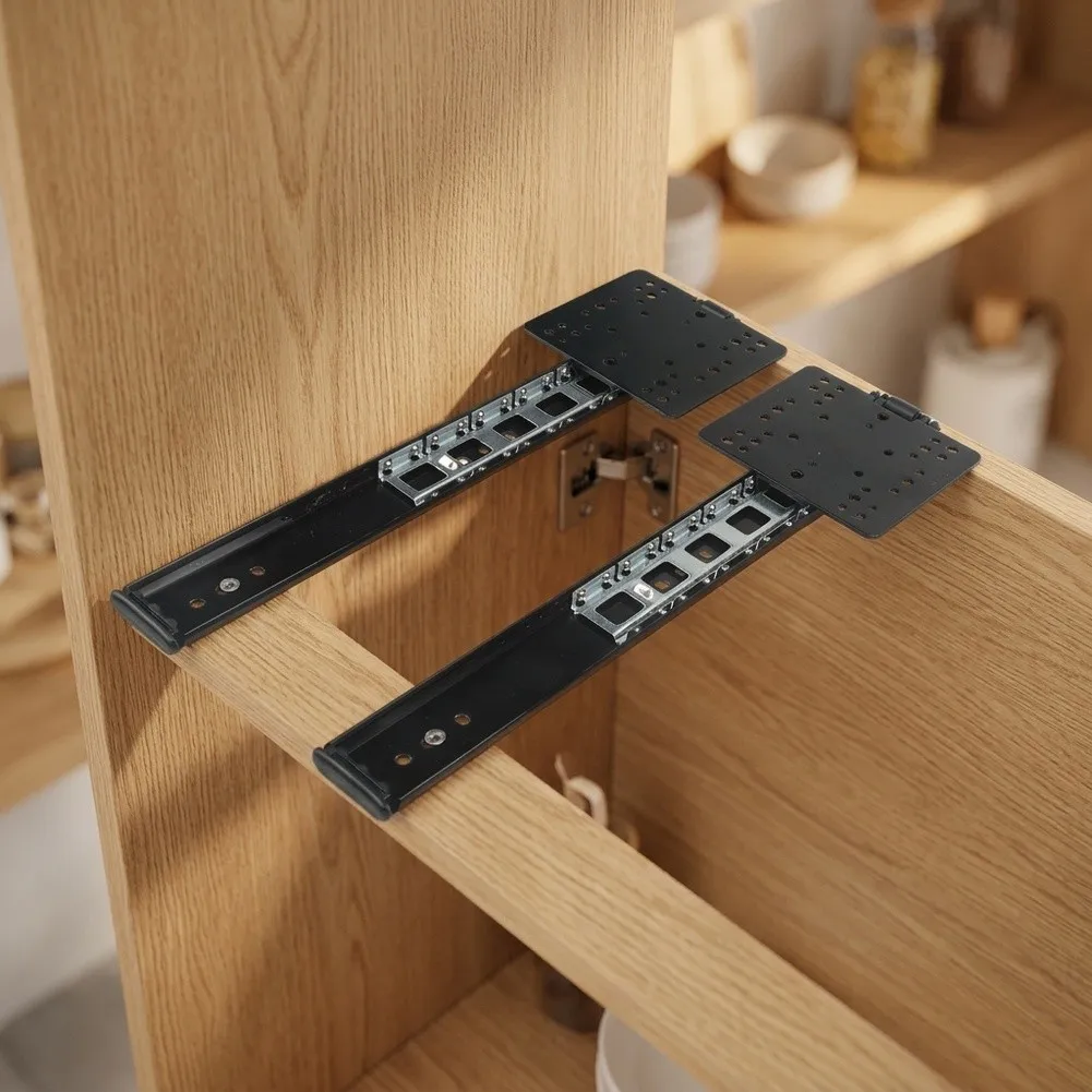 Slide Rail System for Cabinet Flip Up Doors Featuring Cold Rolled Steel Body and Electroplated Resistant Coating
