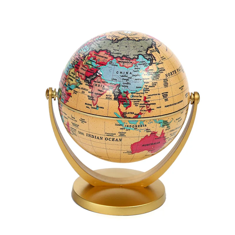 10.6/14.2/20/25cm Gold Frame Universal Globe Retro Blue White Geography Textbook For English Teaching Of World Universal Ball