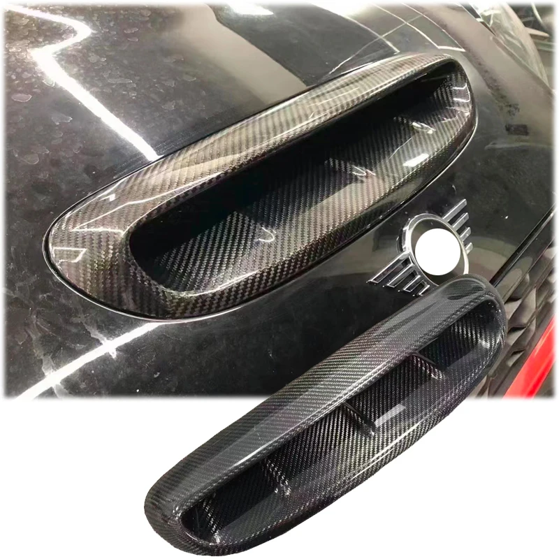 For Mini Cooper F54 F55 F56 F57 Genuine Carbon Fiber Hood Engine Cover Air Inlet Grille Cover Frame Sticker Auto Car Accessories