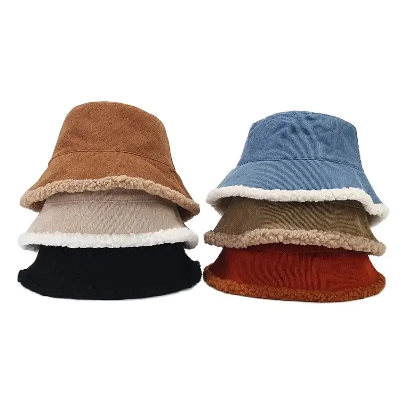 Autumn Winter Cotton Solid Warm Fisherman Hat Bucket Hat Outdoor Travel Sun Cap For Men And Women 202