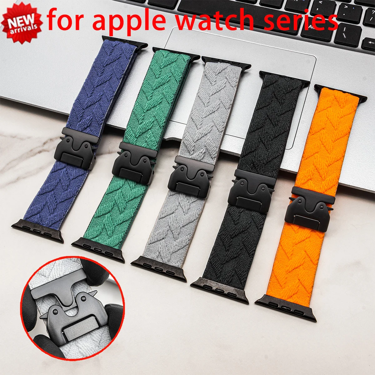 Nylonband für Apple Watch 10, 9, 8, 7, 6 SE, elastisch bedrucktes Fallschirmarmband für iWatch 5, 4, 3, Smart-Armband, Ersatzarmband