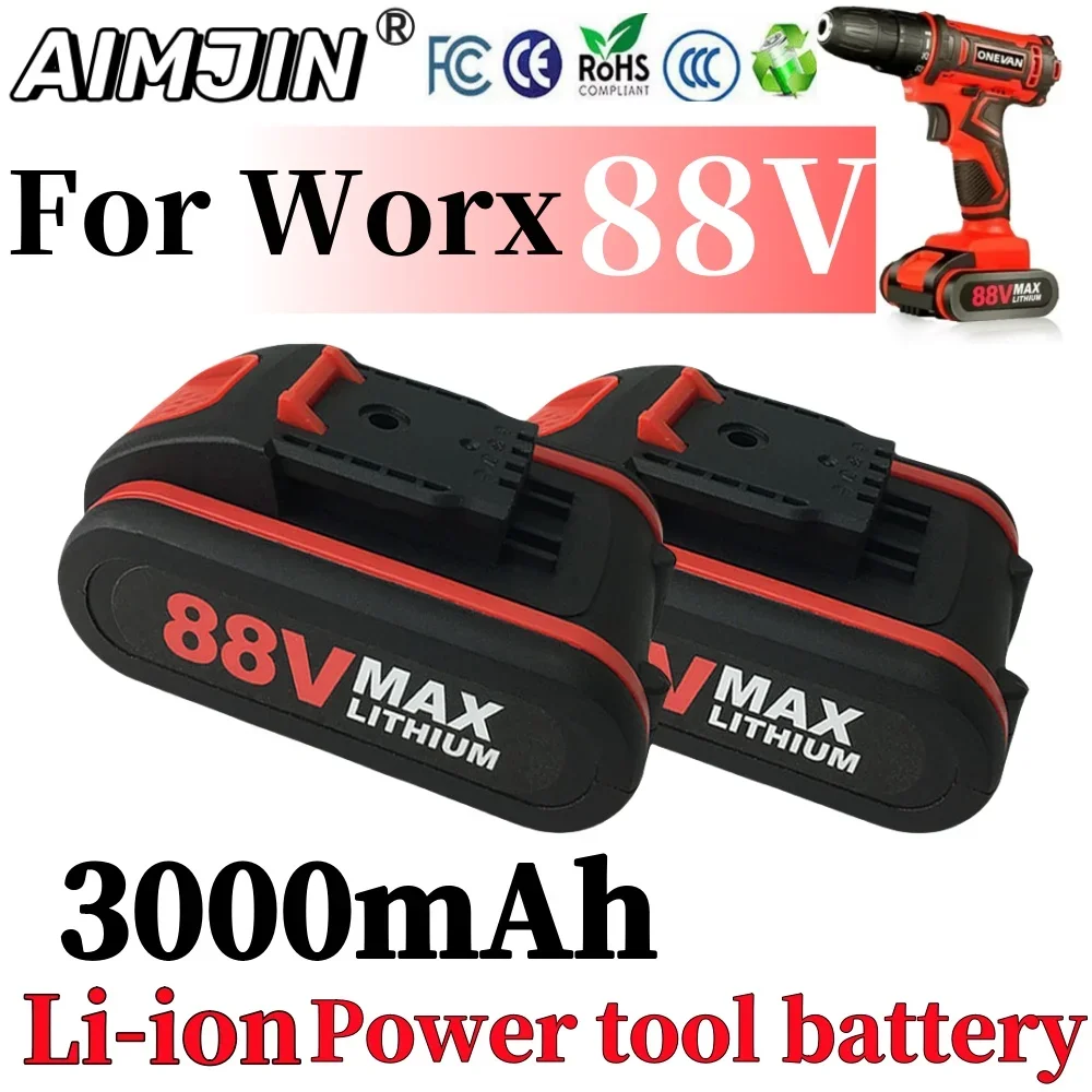 

For Worx 3000mAh 88V Rechargeable Li-ion Battery Suitable for Cordless Screwdriver Power Tools Replacement Battery