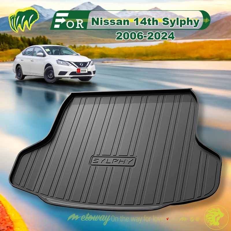 

For Nissan 14th Sylphy 2006-2024 Custom Fit Car Trunk Mat All Season Black Cargo Mat 3D Shaped Laser Measured Trunk Liners