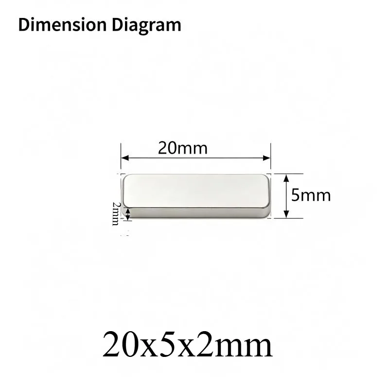 20x5x2mm Rectangular Block Neodymium Magnets Super Strong Permanent Magnets for DIY Craft Model Decoration 20*5*2