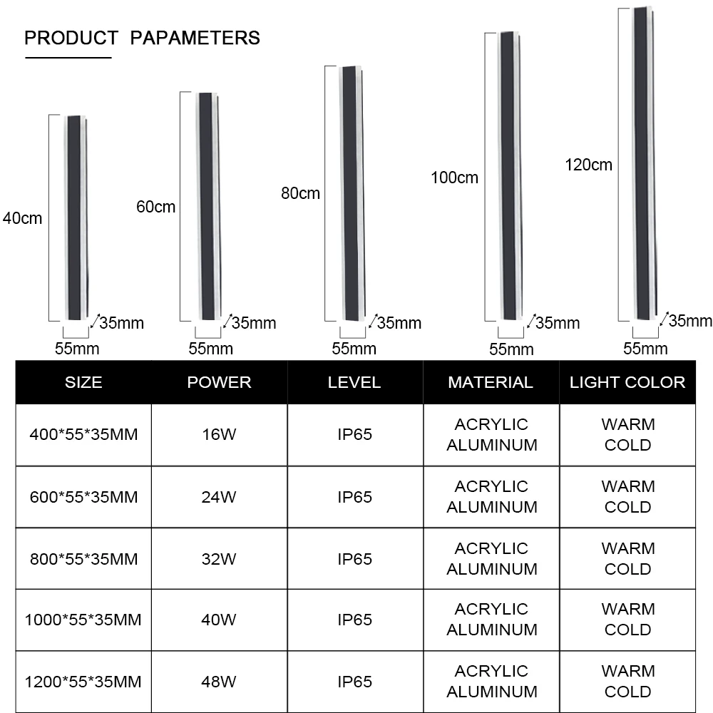 Lámpara de pared larga moderna para exteriores, candelabro de tira LED impermeable para jardín, porche, balcón, Villa, iluminación de decoración,