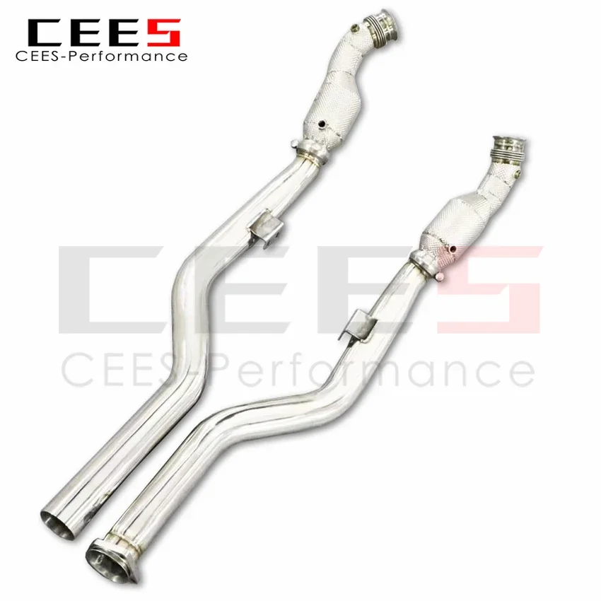 CEES Exhaust System for Mercedes Benz S320 S350 S500 S450 S600 Headers with Catalyst Pipe Converter High Flow Catted Downpipe