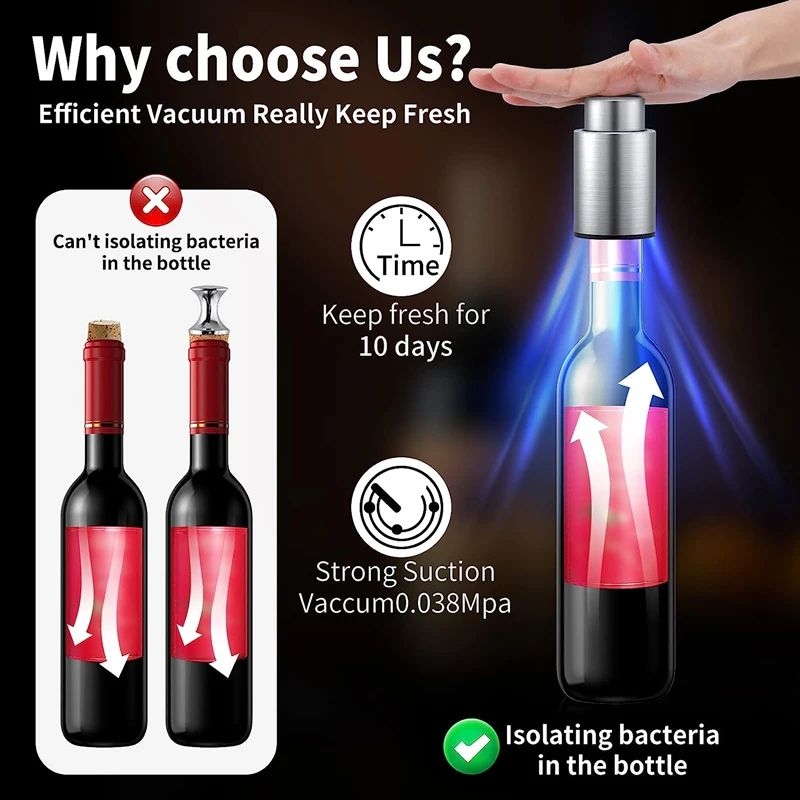 2/1PC Reusable Wine Bottle Stopper with Time Scale Record Real Vacuum Wine Stoppers Wine Preserver Corks Keep Fresh Wine Lovers