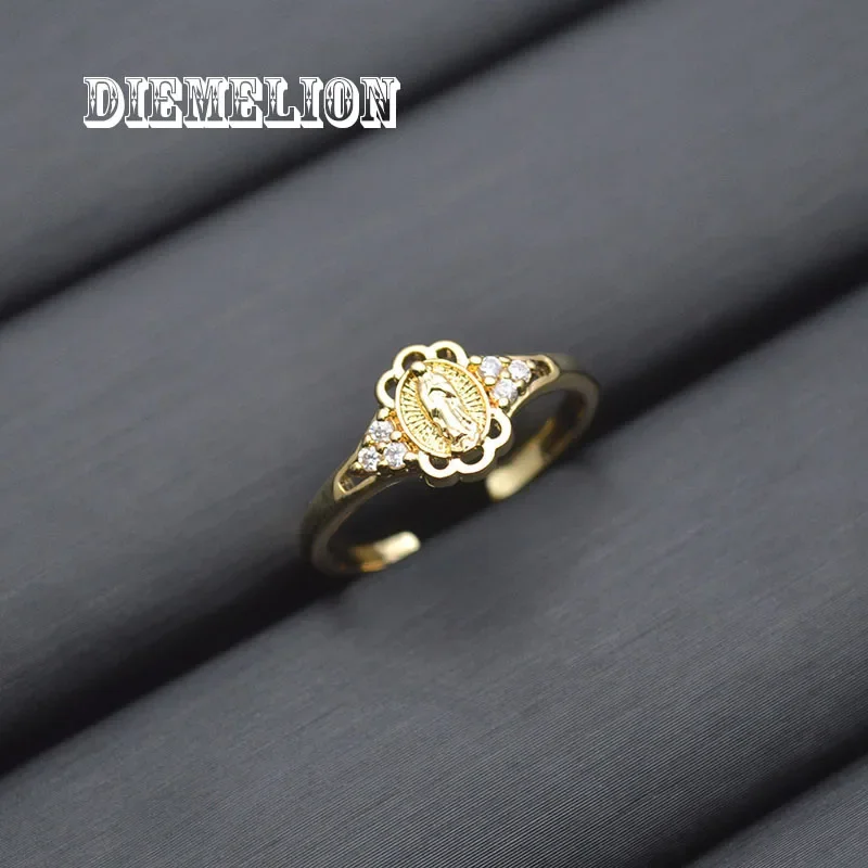 14K Gold Plated Virgin Mary Rings for Women Men Church Wedding Adjustable Jewelry Women Engagement Religious Party Gifts